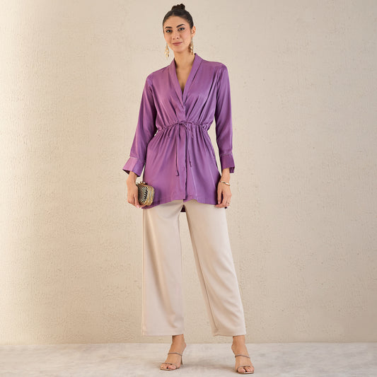 Lilac Semi-Formal Embellished Satin Tunic