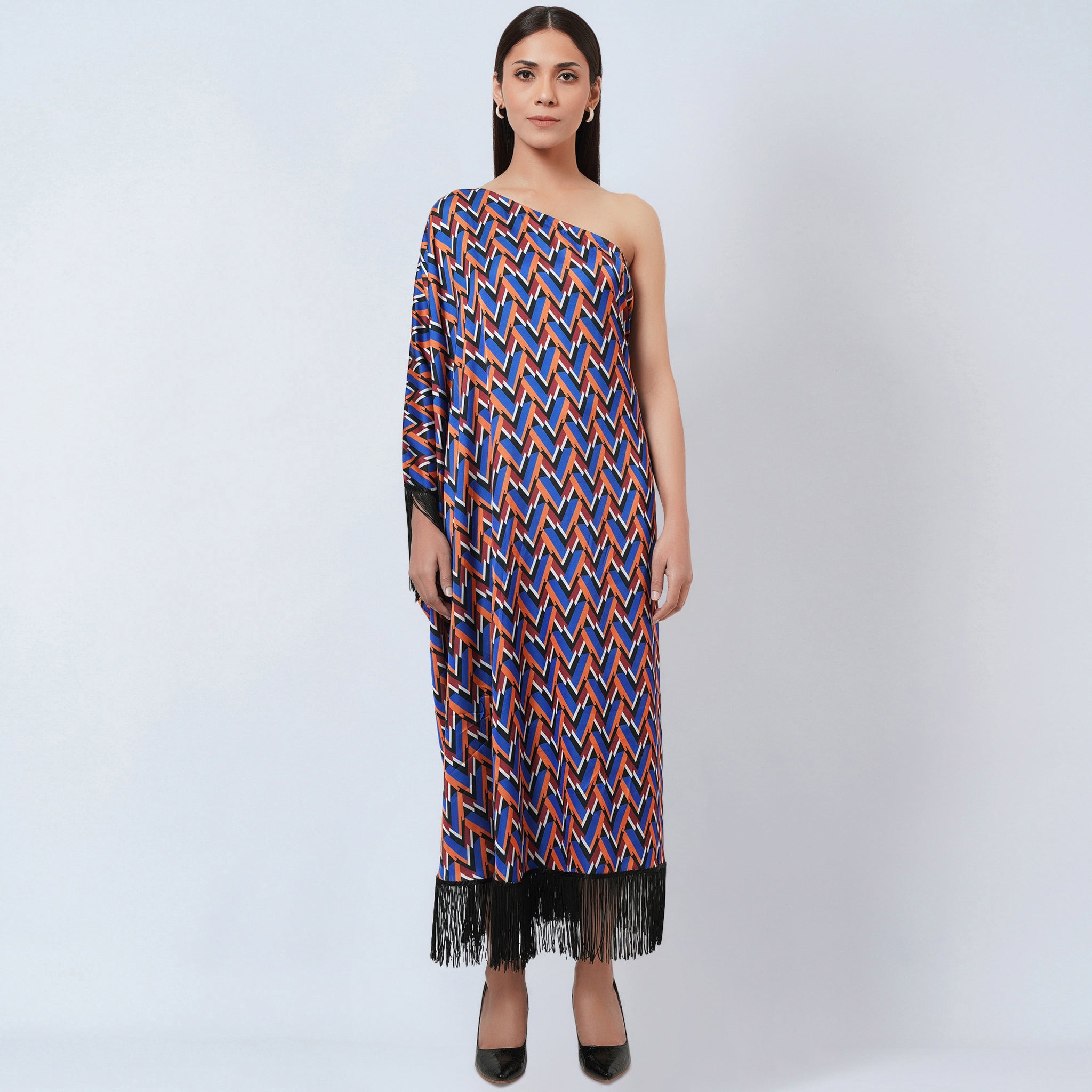Mrunalini Rao Evara Silk Embroidered Kaftan Dress | Green, Resham, Pure  Silk, One Shoulder, Asymmetric | Kaftan dress, Aza fashion, Dresses online