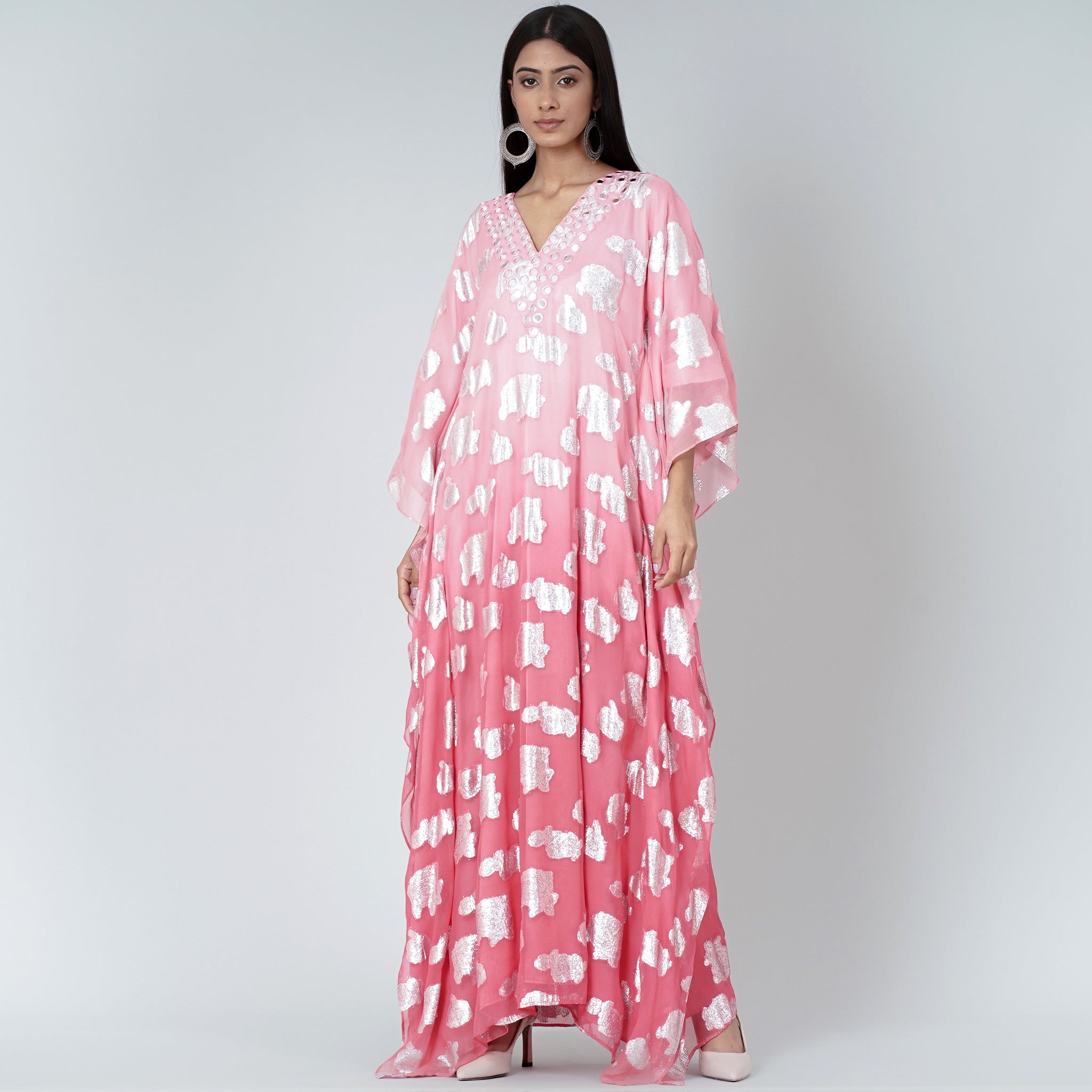 Rose Pink Ombre Full Length Kaftan First Resort by Ramola Bachchan