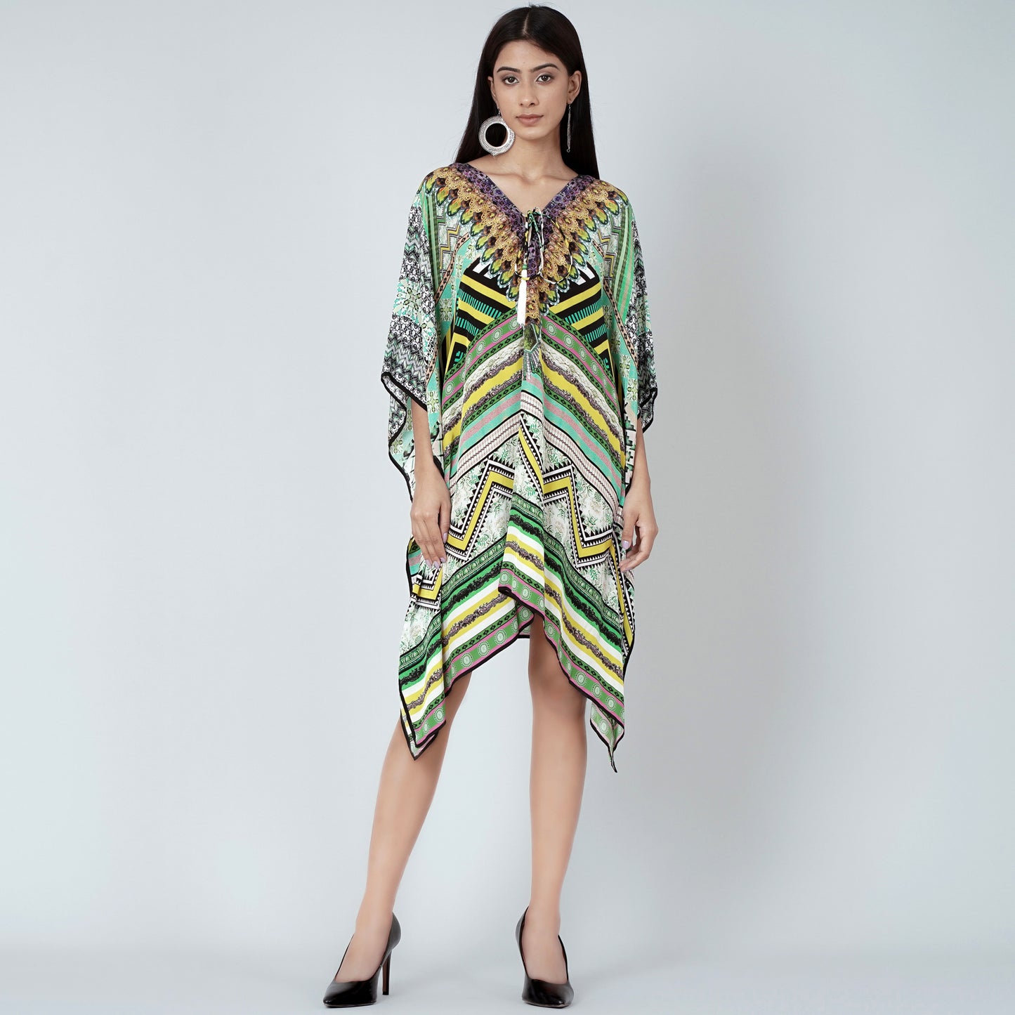 Jade Green Geometric Kaftan Tunic