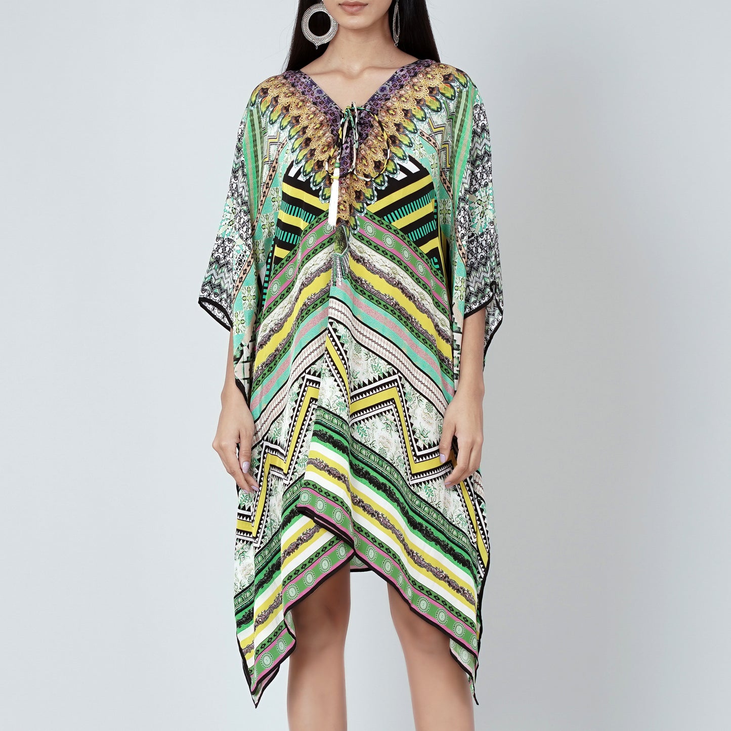 Jade Green Geometric Kaftan Tunic