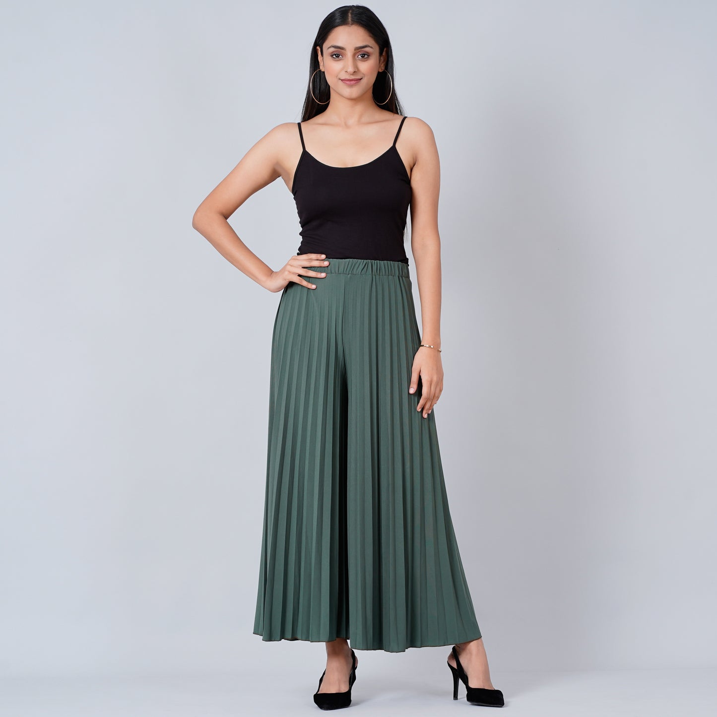 Sage Green Wide Leg Pleated Palazzo