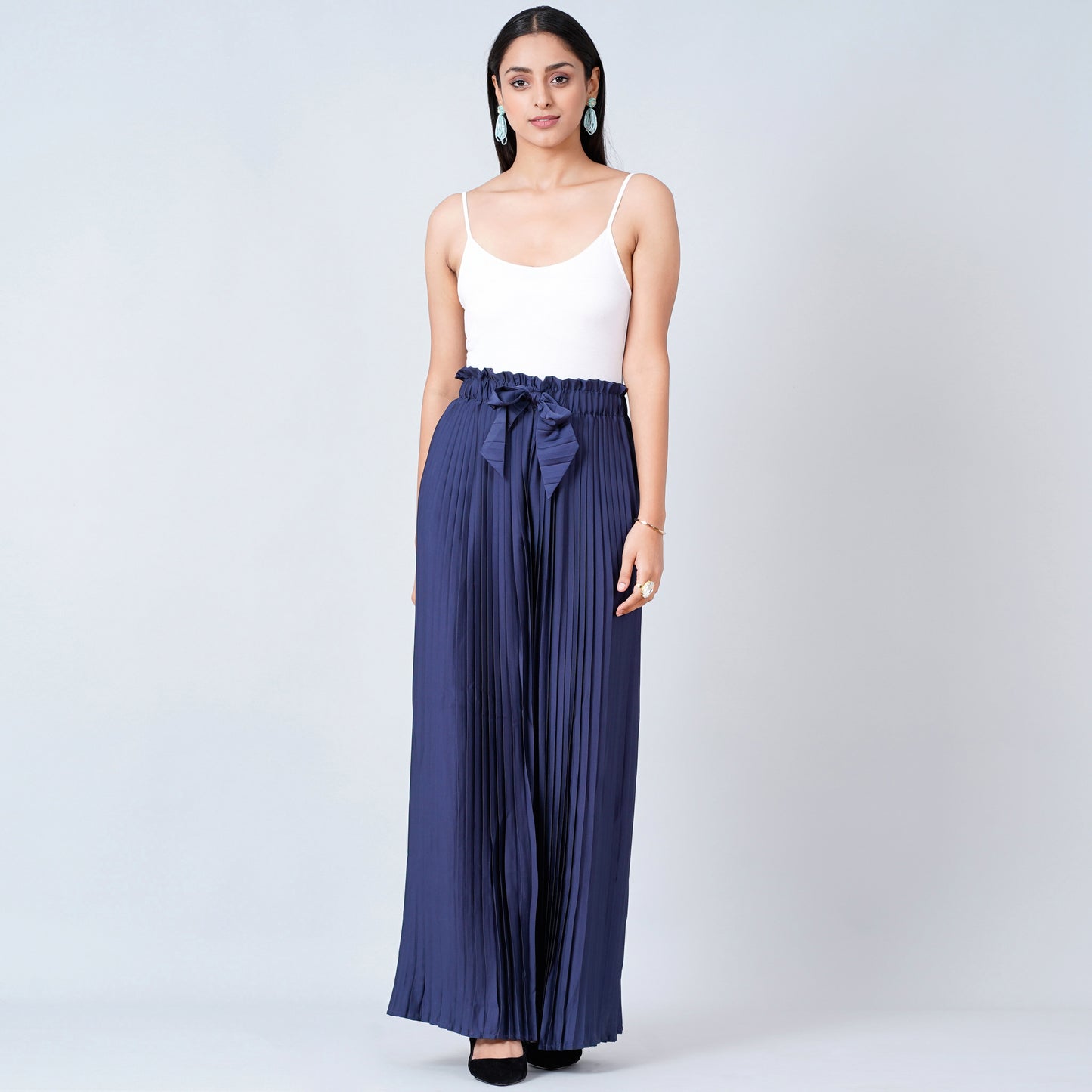 Navy Blue Pleated Palazzo