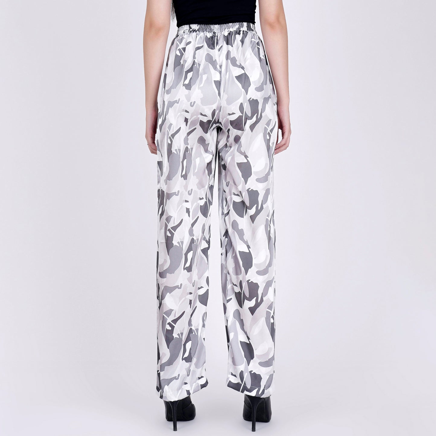 Grey Abstract Camouflage Printed Pants