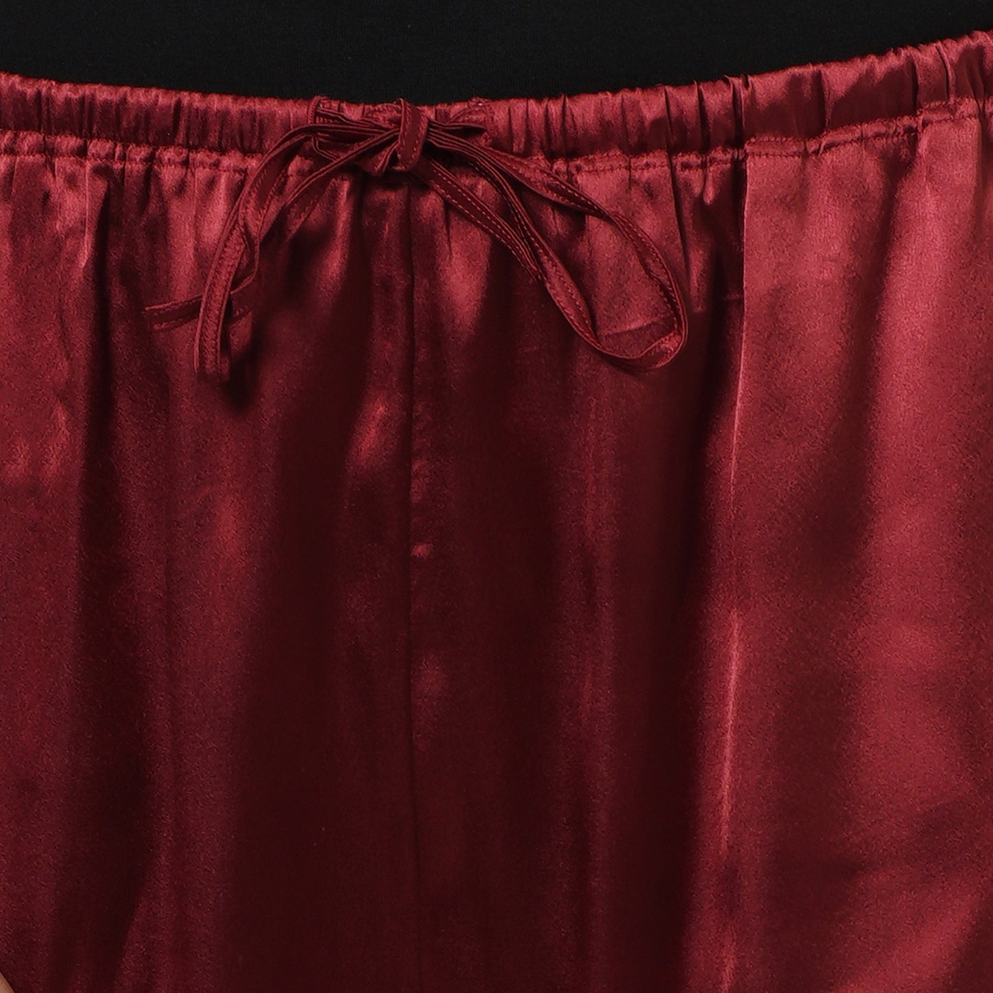 Maroon Satin Straight Pants