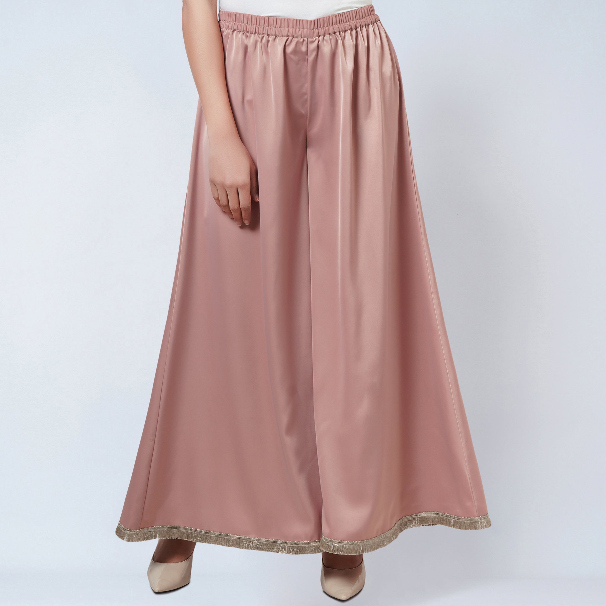 Women's Pink Chiffon wide leg pants skirt full-length XS-L. $39.00, via  Etsy. | Chiffon palazzo pants, Chiffon pants, Style