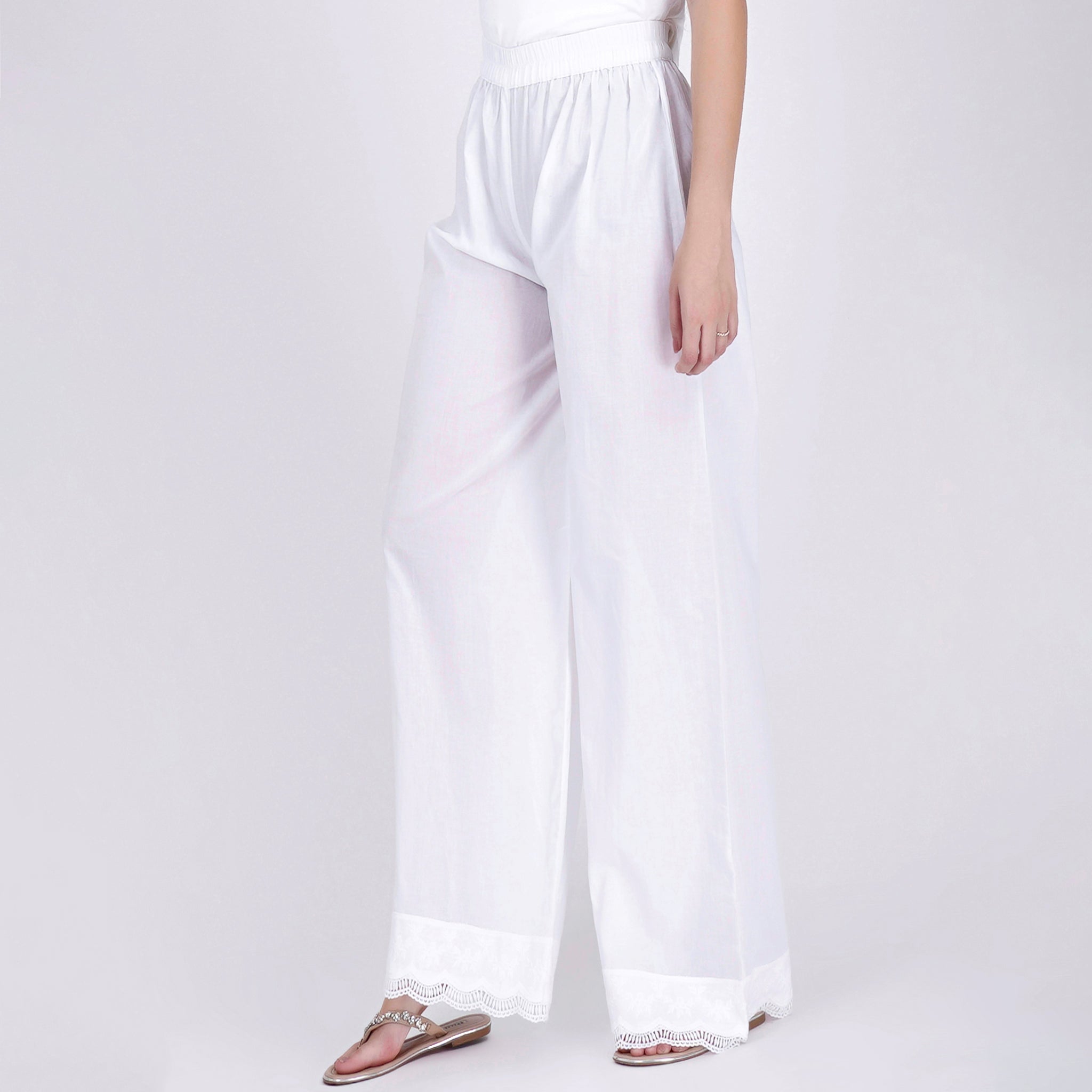 Buy online Cotton White Straight Palazzo from Skirts tapered pants   Palazzos for Women by Valles365 By Sc for 699 at 65 off  2023  Limeroadcom